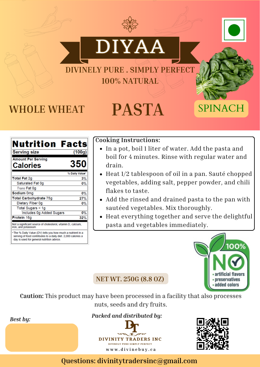 Diyaa Spinach Pasta - 250 gm