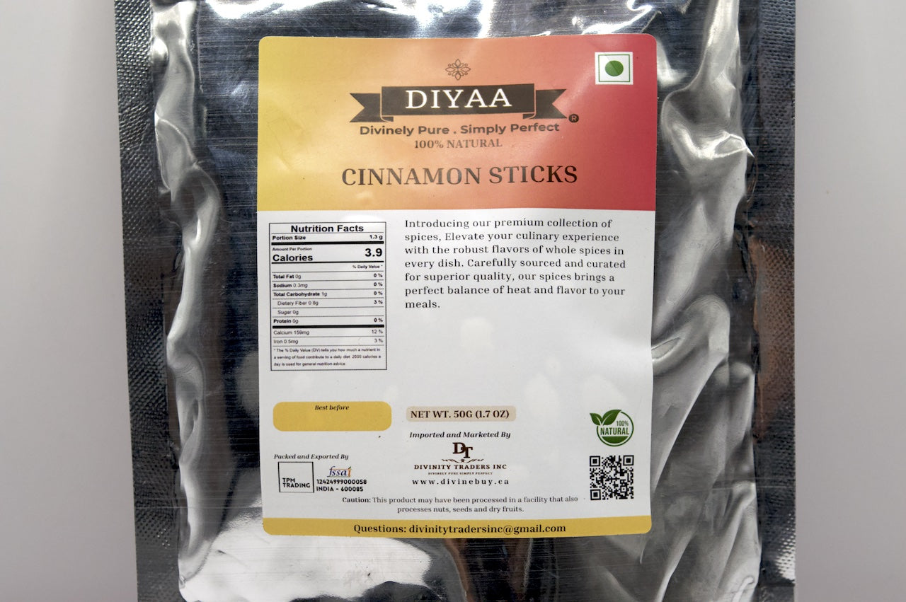 Diyaa Cinnamon Sticks (இலவங்கப்பட்டை) - 50 gm