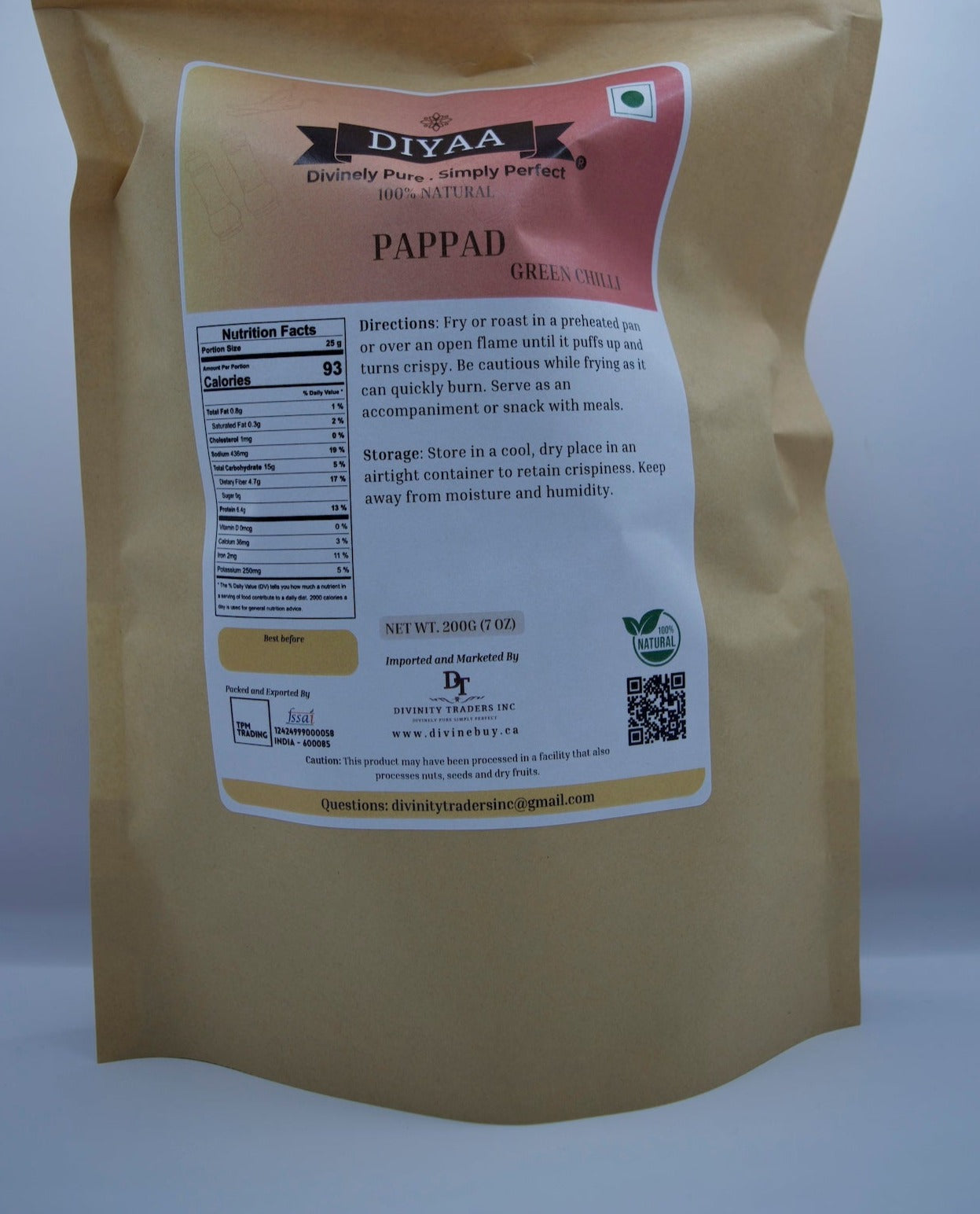 Diyaa Fryums - Green Chilli Pappad - 200 gm