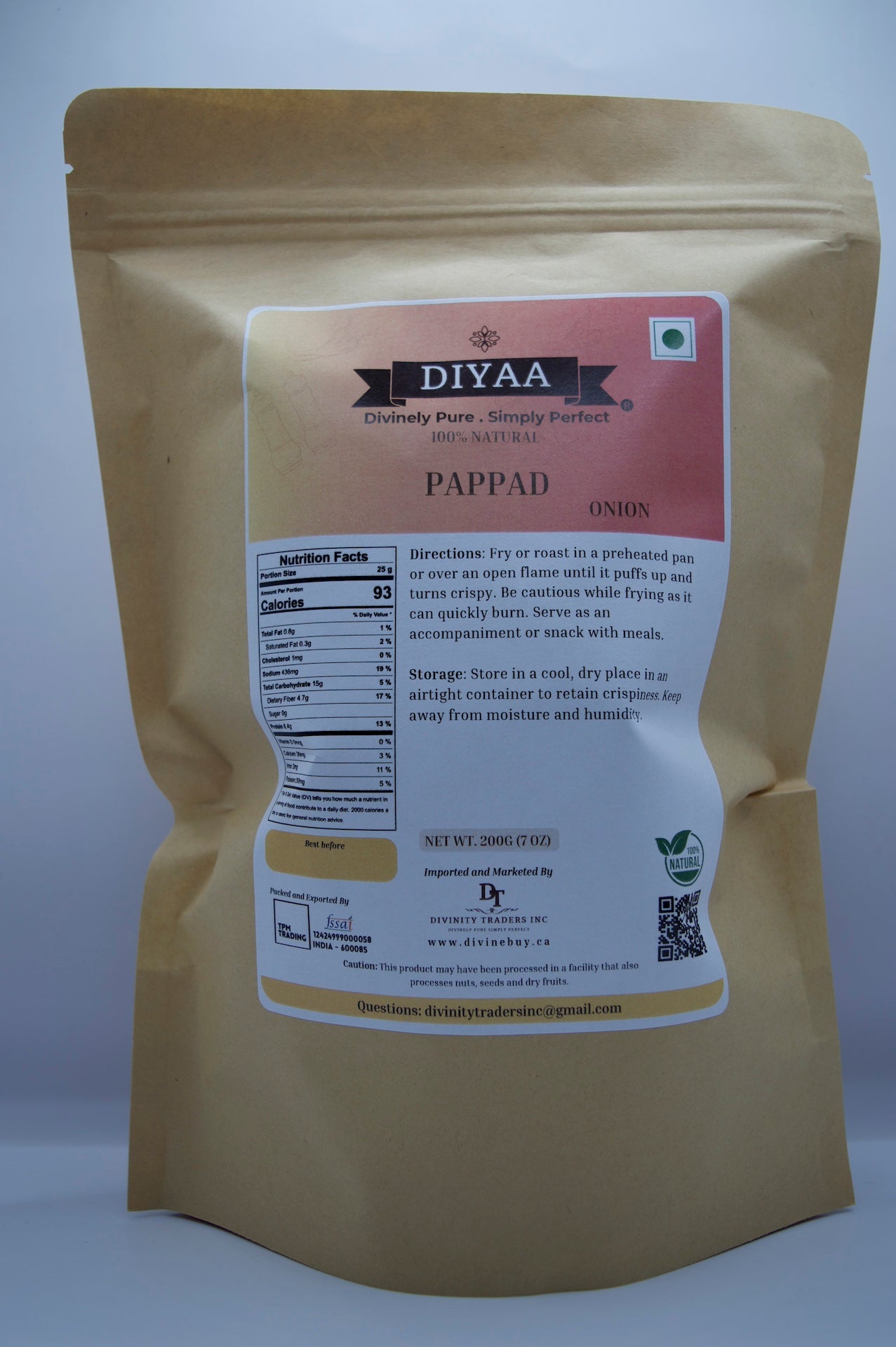Diyaa Fryums - Onion Pappad - 200 gm