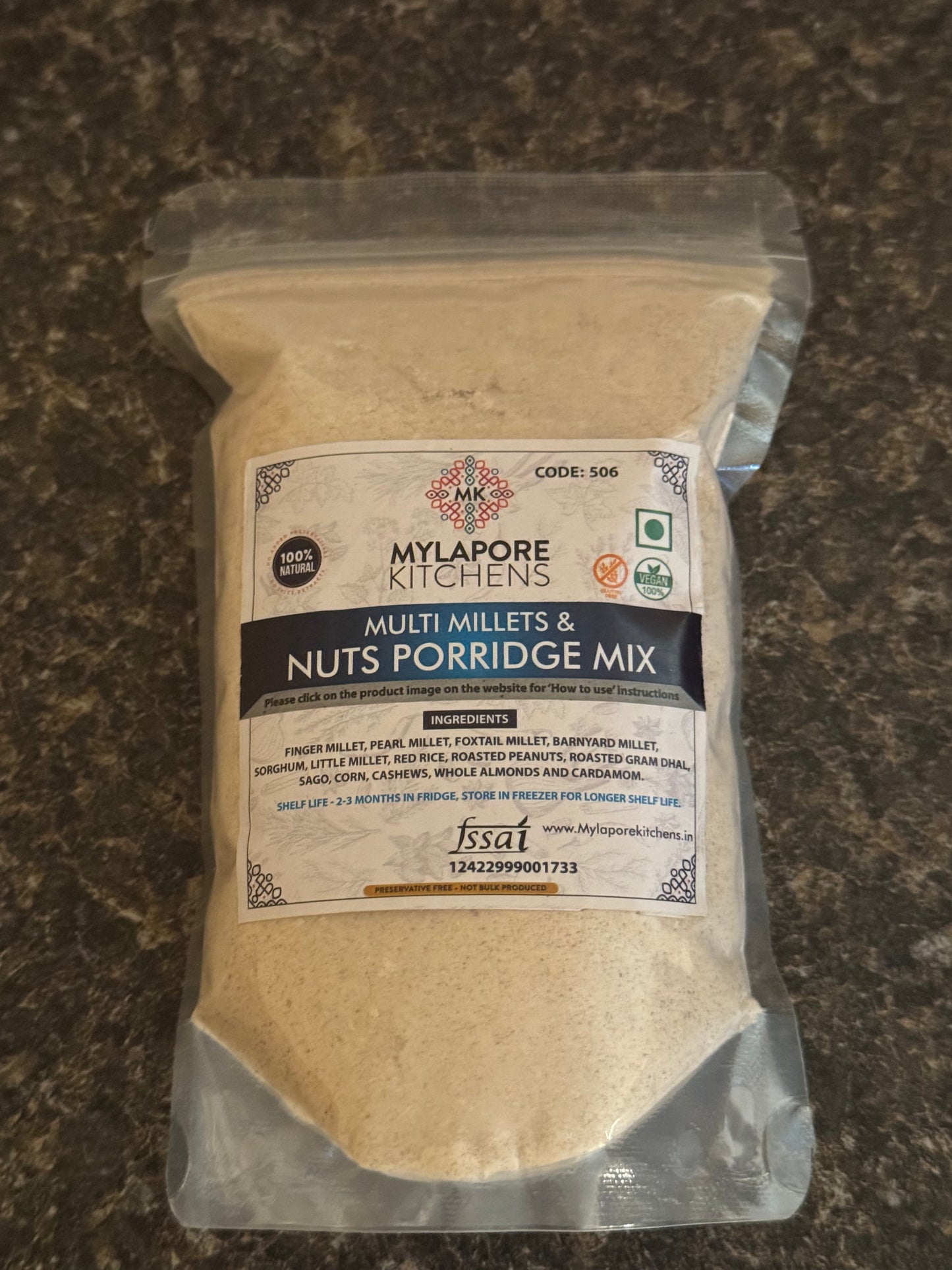 Mylapore Kitchens MILLETS & NUTS PORIDGE MIX (250g)