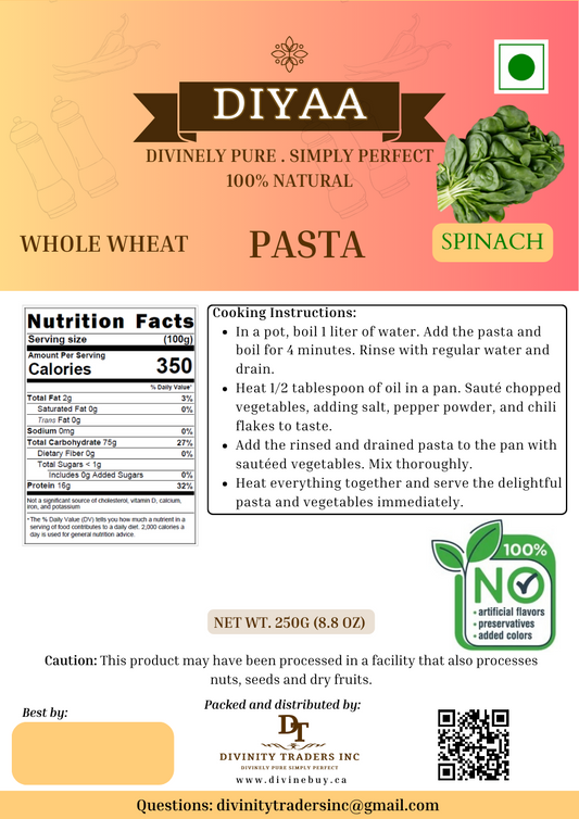 Diyaa Spinach Pasta - 250 gm