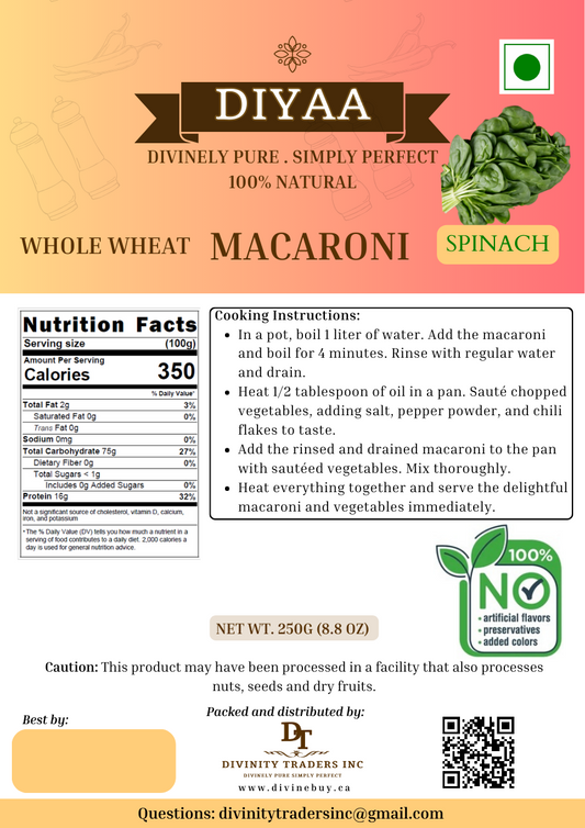 Diyaa Spinach Macaroni - 250 gm